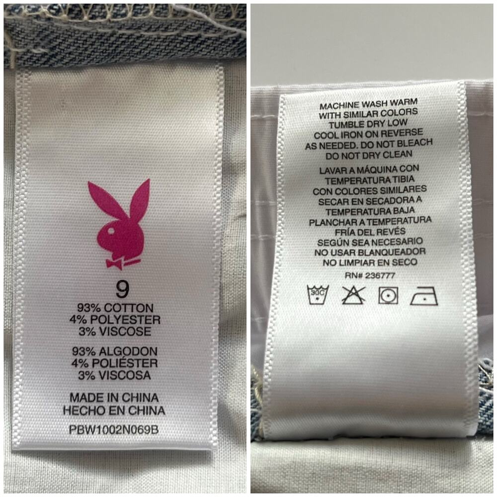 Playboy Embroidered Bunny Logo Wide Leg Jeans Denim Y2K Juniors Size 9/30 NEW - Picture 7 of 11